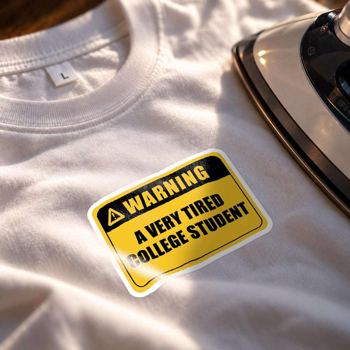 Warning: Very Tired College Student Iron-On Patch
