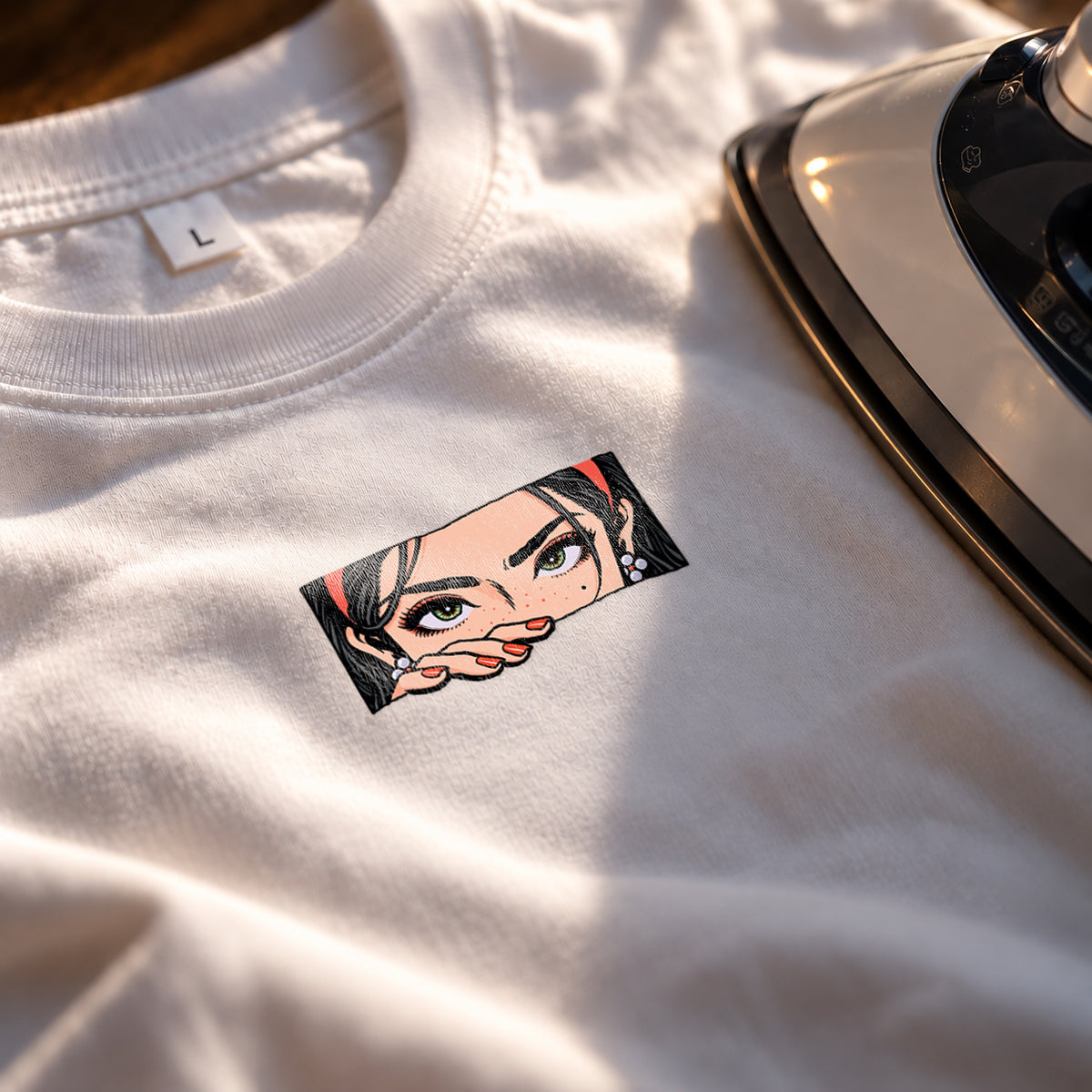 Mysterious Anime Girl Iron-On Patch | Aesthetic Anime T-Shirt Patch