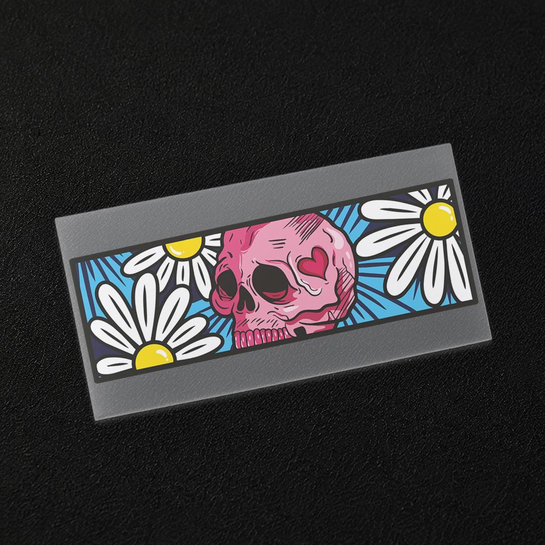 Pink Skull & Daisies Iron-On Patch