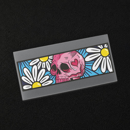 Pink Skull & Daisies Iron-On Patch