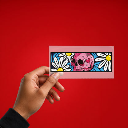 Pink Skull & Daisies Iron-On Patch